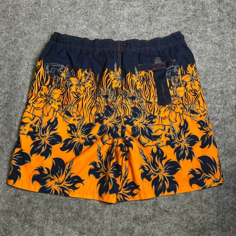 No Boundaries Y2K Orange Floral Flame Board Shorts Baggy Skater Mens Size Large